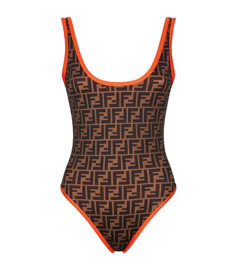 fendi bathing suit orange|Fendi brown Lycra swimsuit.